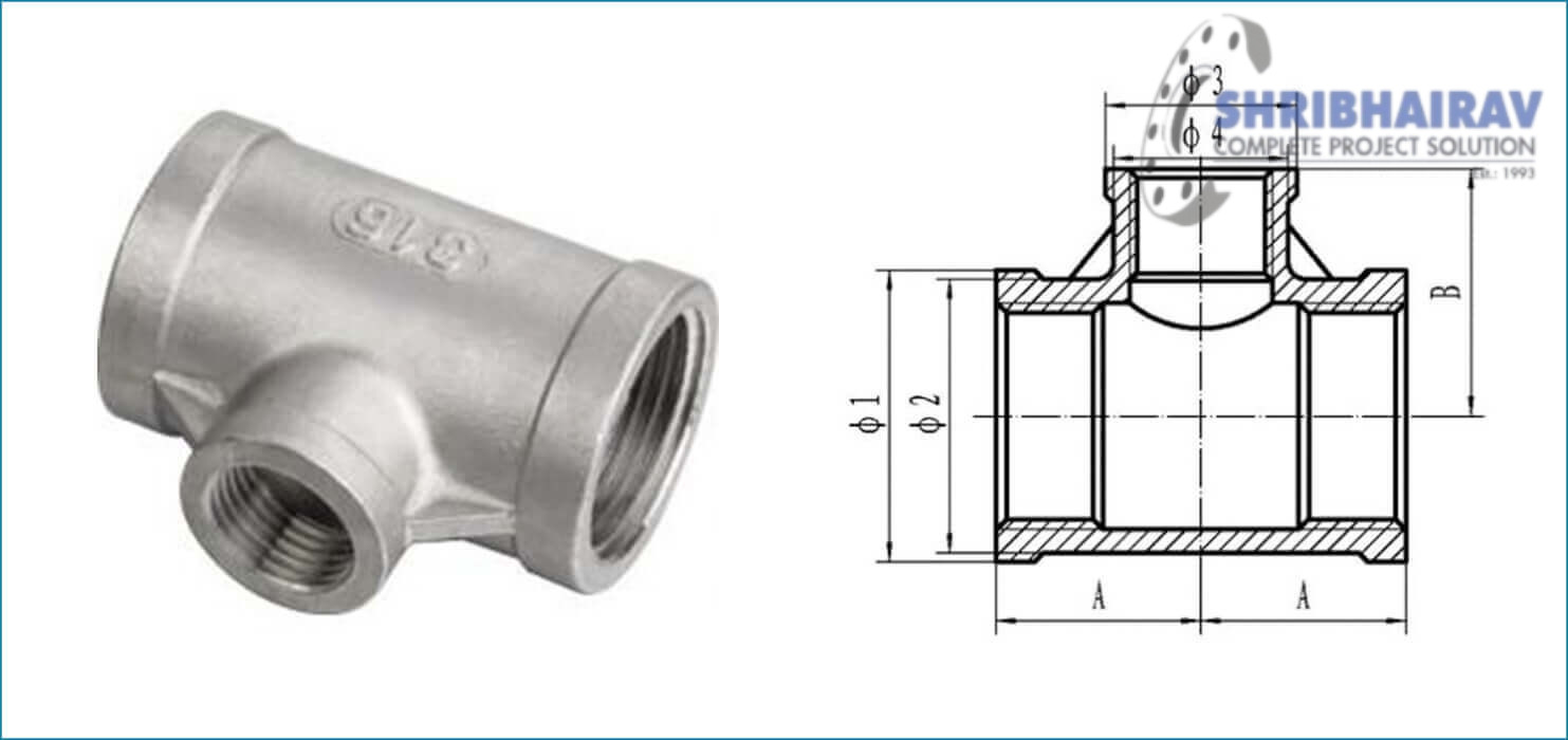 ASME B16.11 Threaded / Screwed Unequal Tee
